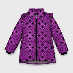 Зимняя куртка для девочки Геометрический узор в пурпурных и лиловых тонах
