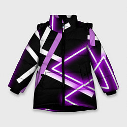 Зимняя куртка для девочки Фиолетовые полоски с неоном