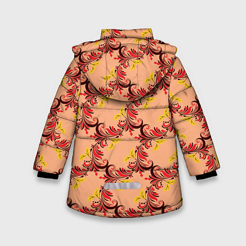 Зимняя куртка для девочки Абстрактный винтажный растительный орнамент / 3D-Черный – фото 2