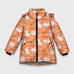 Зимняя куртка для девочки Зайцы с морковью паттерн