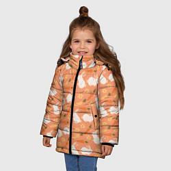 Куртка зимняя для девочки Зайцы с морковью паттерн, цвет: 3D-светло-серый — фото 2