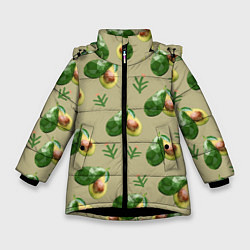 Куртка зимняя для девочки Авокадо и веточка, цвет: 3D-черный