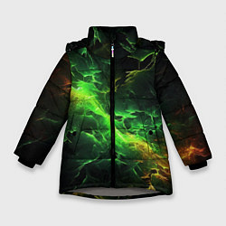 Куртка зимняя для девочки Зеленая молния, цвет: 3D-светло-серый