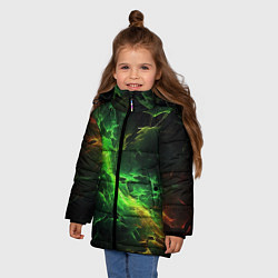 Куртка зимняя для девочки Зеленая молния, цвет: 3D-светло-серый — фото 2