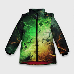 Куртка зимняя для девочки Зеленый взрыв, цвет: 3D-красный