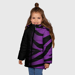 Куртка зимняя для девочки Фиолетовый с черными полосками зебры, цвет: 3D-черный — фото 2