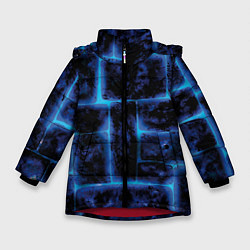 Куртка зимняя для девочки Камни и голубой неон, цвет: 3D-красный
