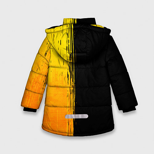 Зимняя куртка для девочки JoJo Bizarre Adventure - gold gradient: по-вертика / 3D-Черный – фото 2