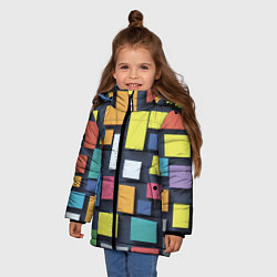 Куртка зимняя для девочки Тетрис цветные кубики, цвет: 3D-светло-серый — фото 2