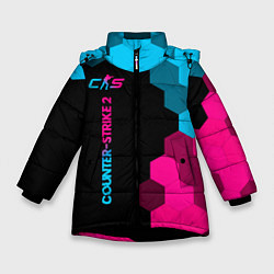 Зимняя куртка для девочки Counter-Strike 2 - neon gradient: по-вертикали