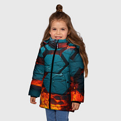 Куртка зимняя для девочки Лавовые наносоты, цвет: 3D-черный — фото 2