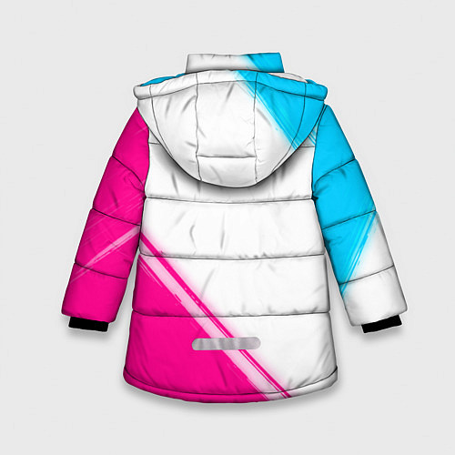 Зимняя куртка для девочки Akira neon gradient style: надпись, символ / 3D-Черный – фото 2