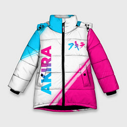Куртка зимняя для девочки Akira neon gradient style: надпись, символ, цвет: 3D-черный