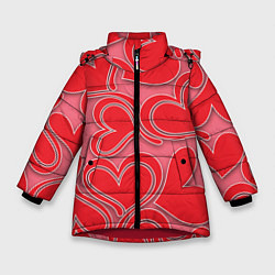 Куртка зимняя для девочки Love hearts, цвет: 3D-красный