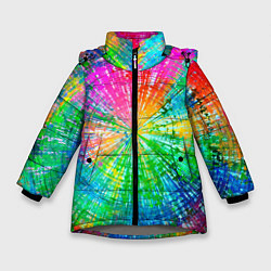 Куртка зимняя для девочки Радужное излучение, цвет: 3D-светло-серый