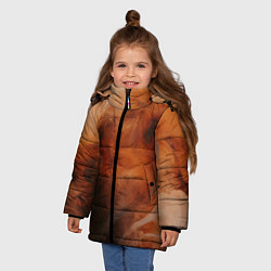 Куртка зимняя для девочки Оранжевый абстрактный дым, цвет: 3D-светло-серый — фото 2