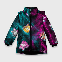 Куртка зимняя для девочки Котики и стихия, цвет: 3D-черный