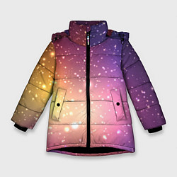 Зимняя куртка для девочки Желто фиолетовое свечение и звезды