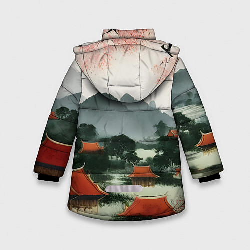 Зимняя куртка для девочки Китайская деревня / 3D-Светло-серый – фото 2