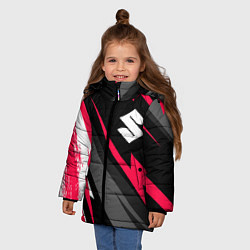 Куртка зимняя для девочки Suzuki fast lines, цвет: 3D-черный — фото 2