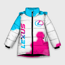 Зимняя куртка для девочки Lexus neon gradient style: надпись, символ