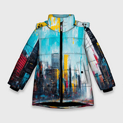 Куртка зимняя для девочки Палитра города, цвет: 3D-черный