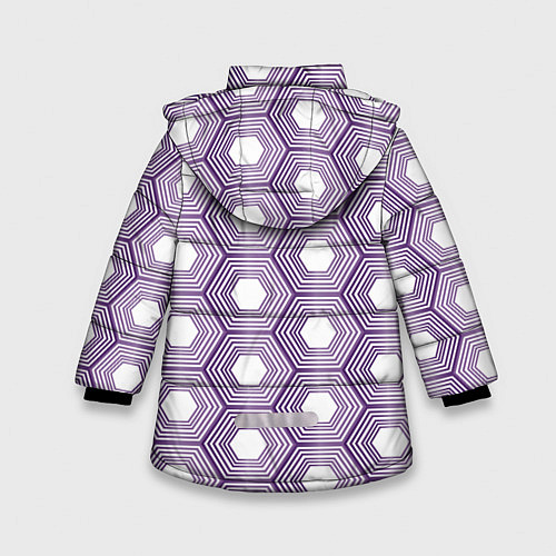 Зимняя куртка для девочки Шестиугольники фиолетовые / 3D-Черный – фото 2