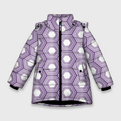 Зимняя куртка для девочки Шестиугольники фиолетовые