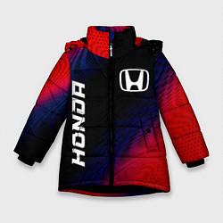 Куртка зимняя для девочки Honda красный карбон, цвет: 3D-черный