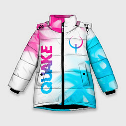 Куртка зимняя для девочки Quake neon gradient style: надпись, символ, цвет: 3D-черный