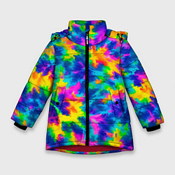 Зимняя куртка для девочки Тай-дай цветные краски