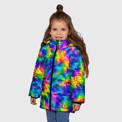 Куртка зимняя для девочки Тай-дай цветные краски, цвет: 3D-красный — фото 2