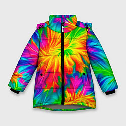 Куртка зимняя для девочки Тай-дай кислотные краски, цвет: 3D-светло-серый