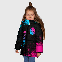 Куртка зимняя для девочки Black Clover - neon gradient: надпись, символ, цвет: 3D-черный — фото 2