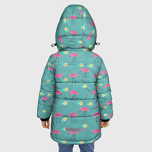 Зимняя куртка для девочки Летний паттерн с фламинго / 3D-Красный – фото 4