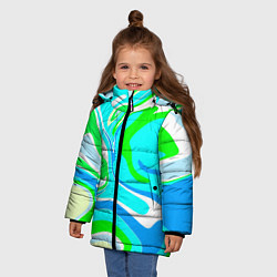 Куртка зимняя для девочки Абстракция сине-зеленая, цвет: 3D-светло-серый — фото 2