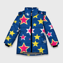 Куртка зимняя для девочки Звёзды разных цветов, цвет: 3D-светло-серый