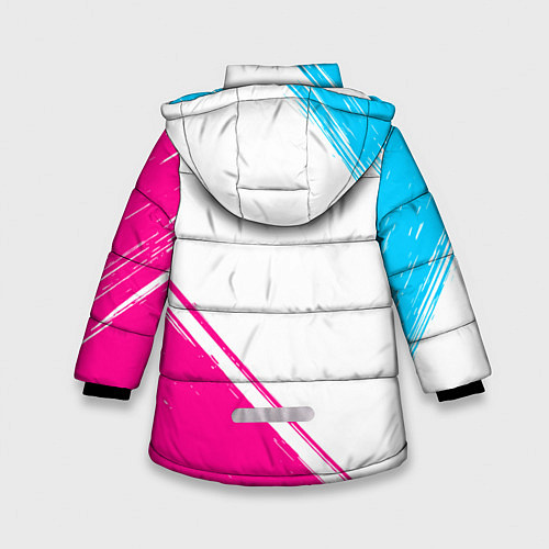 Зимняя куртка для девочки Bungo Stray Dogs neon gradient style: надпись, сим / 3D-Черный – фото 2