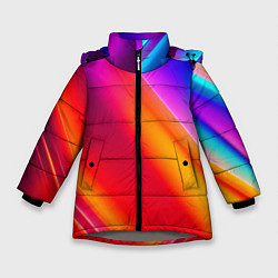 Куртка зимняя для девочки Неоновая радуга, цвет: 3D-светло-серый