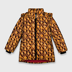 Куртка зимняя для девочки Медовый паттерн, цвет: 3D-красный