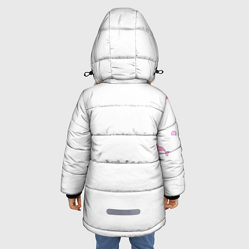 Зимняя куртка для девочки Весенний единорог с цветущей сакурой арт / 3D-Красный – фото 4