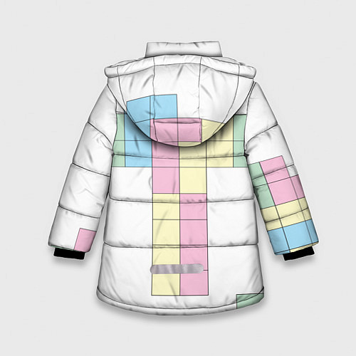 Зимняя куртка для девочки Тетрис буква т падающие блоки / 3D-Черный – фото 2