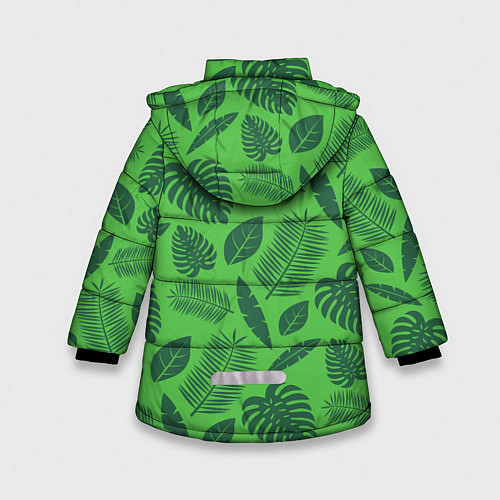 Зимняя куртка для девочки Зеленые листики / 3D-Светло-серый – фото 2