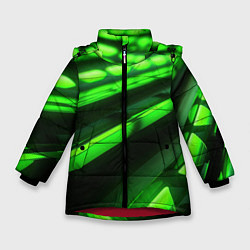 Куртка зимняя для девочки Green neon abstract, цвет: 3D-красный