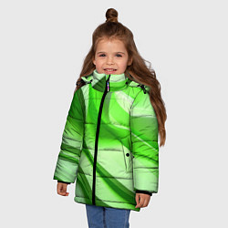 Куртка зимняя для девочки Светлые зеленые волны, цвет: 3D-красный — фото 2