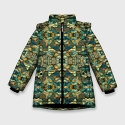 Куртка зимняя для девочки Мозаика из самоцветов, цвет: 3D-черный