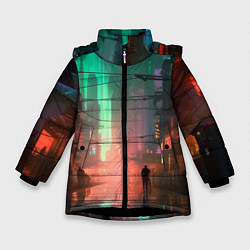 Зимняя куртка для девочки Кибер город будущего