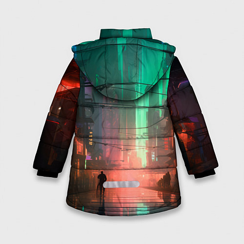 Зимняя куртка для девочки Кибер город будущего / 3D-Светло-серый – фото 2