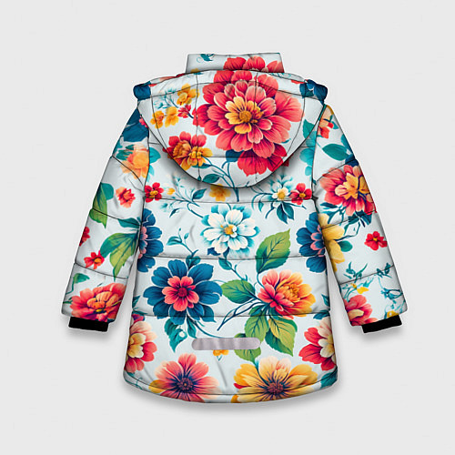 Зимняя куртка для девочки Цветочный узор красивый / 3D-Светло-серый – фото 2