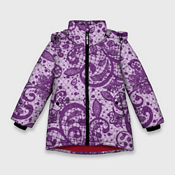 Куртка зимняя для девочки Фиолетовая фантазия, цвет: 3D-красный